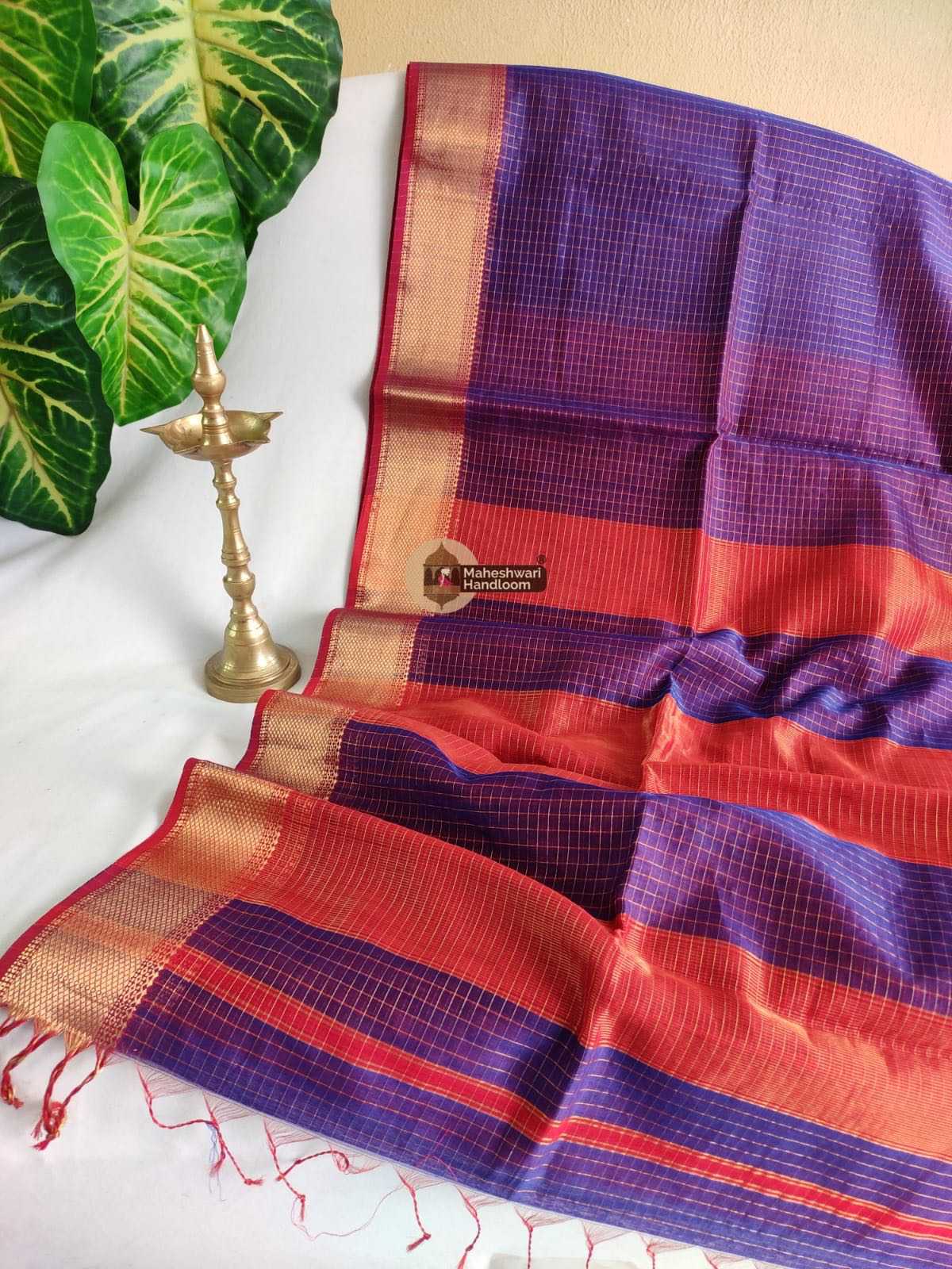 Purple Zari Checks Saree 0166