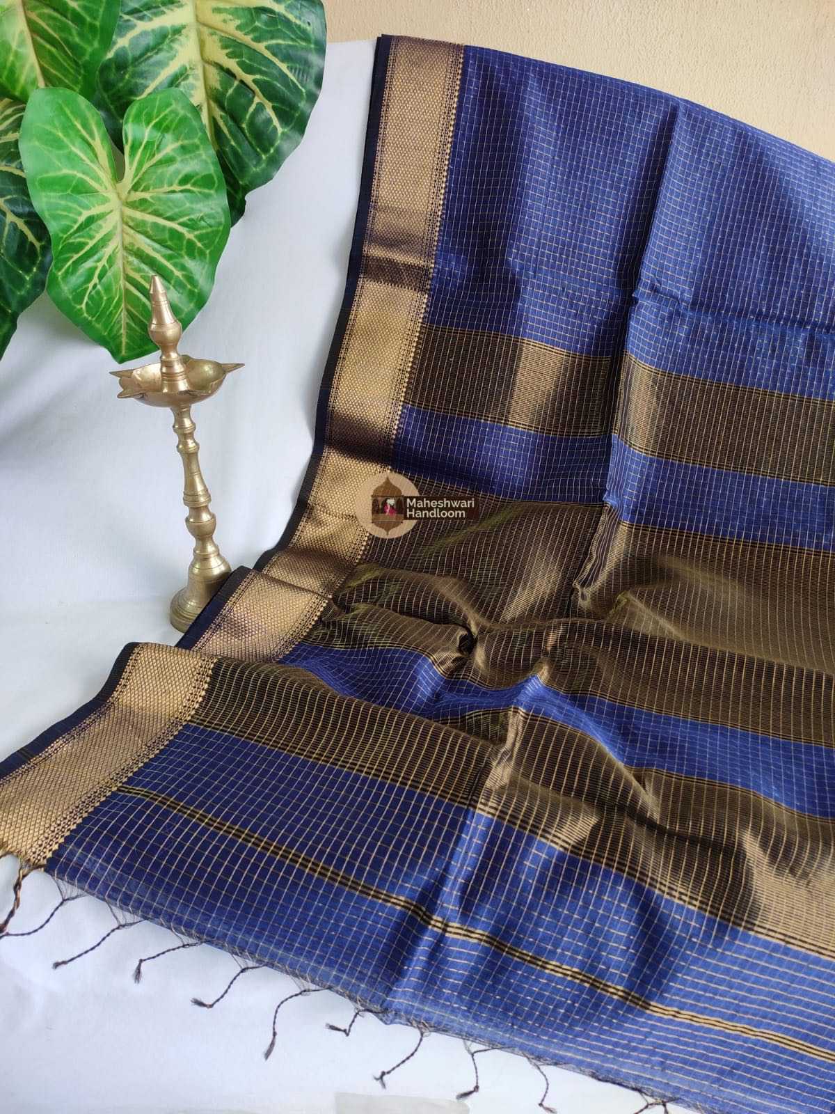 Blue Zari Checks Saree 0150