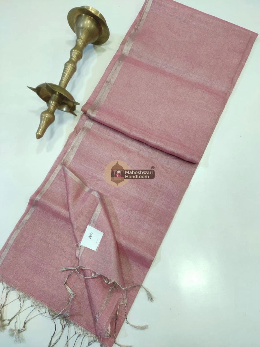Exclusive Baby Pink Maheshwari Full Silver Tissue Sarees 05