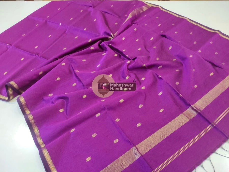 Maheshwari Purple Zari Butti Saree 014