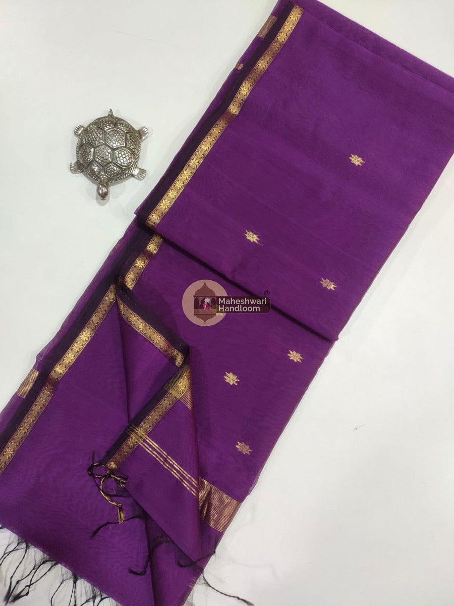 Maheshwari Purple Zari Butti Saree 014