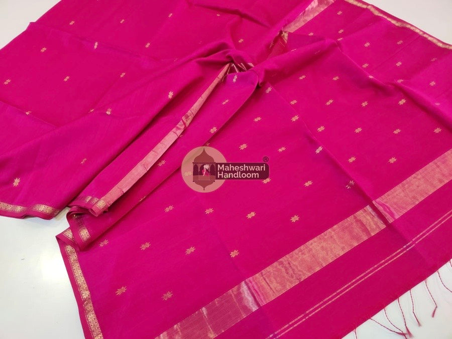 Maheshwari Rani Pink Zari Butti Saree 010