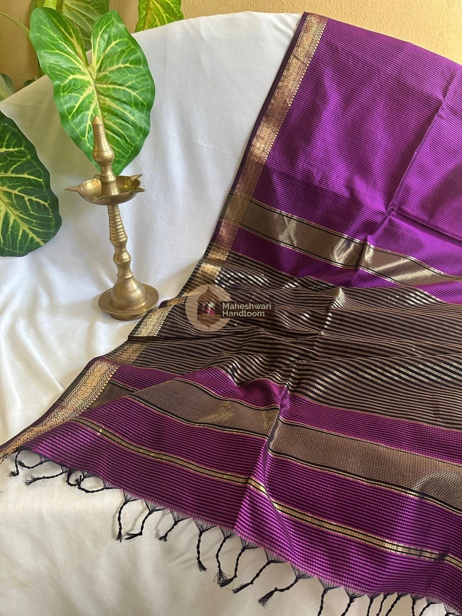 Maheshwari Purple Garbha Reshmi 75% Mulbury Silk Saree 013