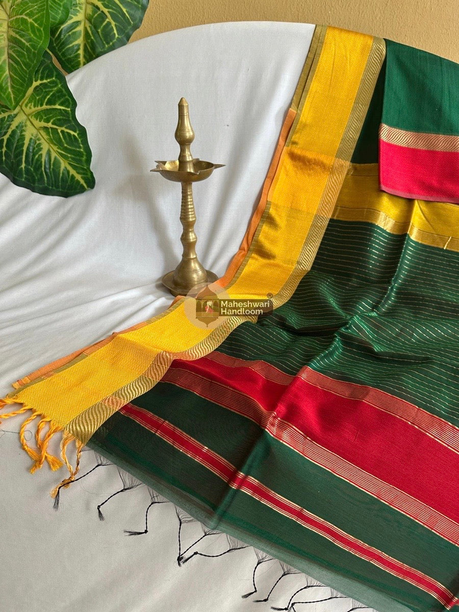 Green Ganga Jamuna Border Saree 023