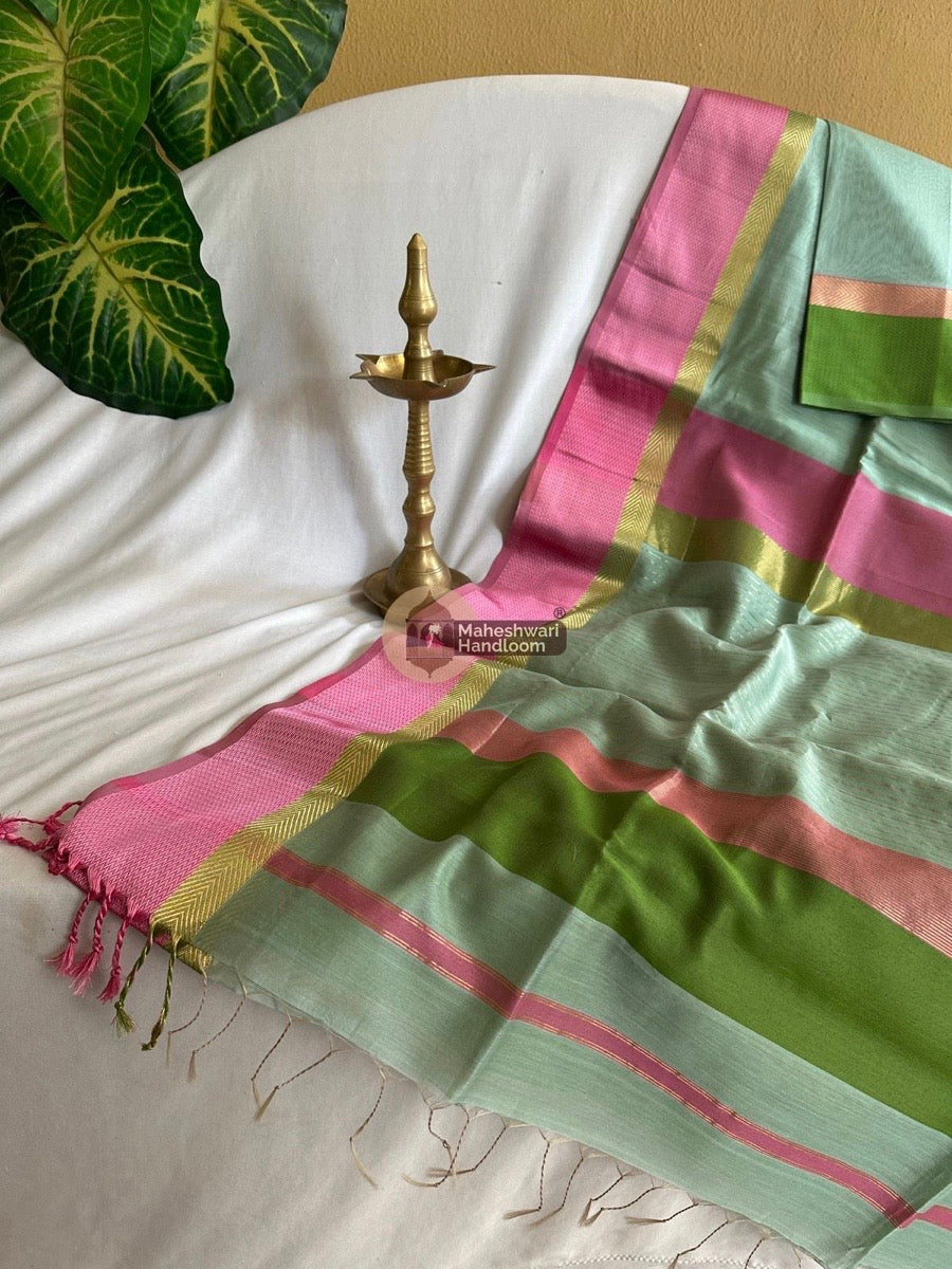 Mint Green Ganga Jamuna Border Saree 016