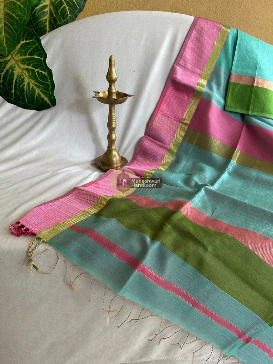 Aqua Green Ganga Jamuna Border Saree 012