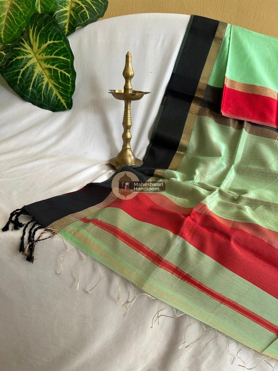 Mint Green Ganga Jamuna Border Saree 028