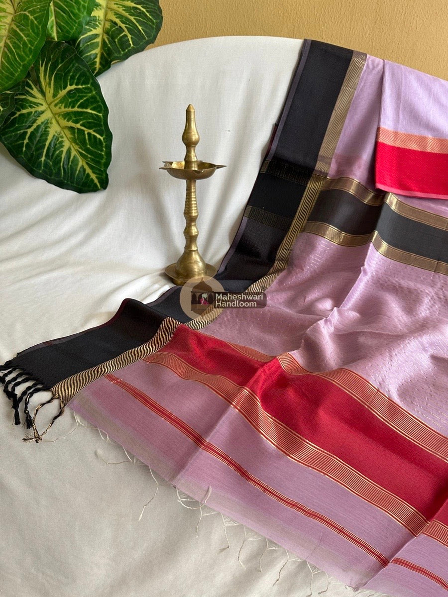 Lavender Ganga Jamuna Border Saree 034