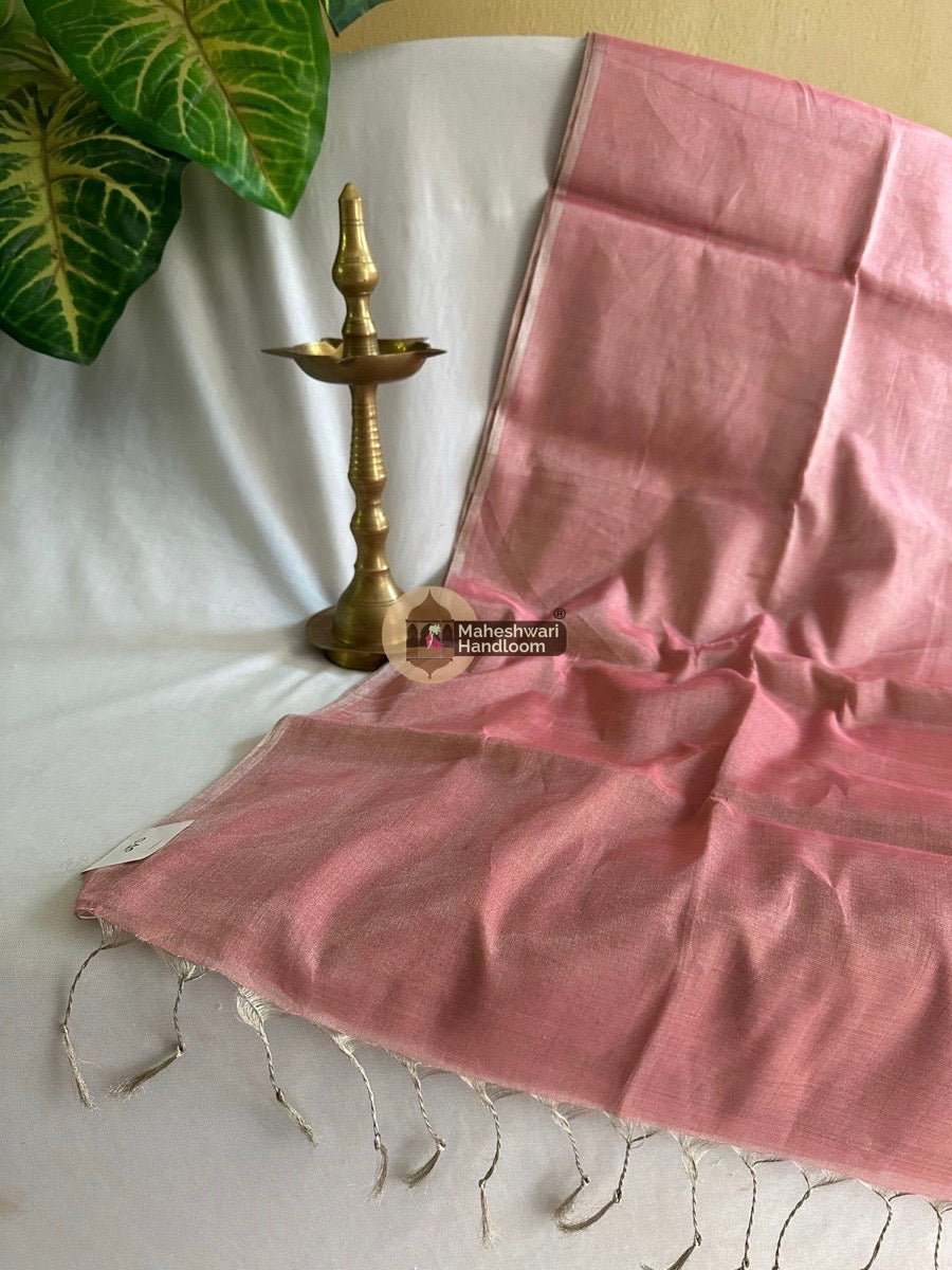 Exclusive Baby Pink Maheshwari Full Silver Tissue Sarees 05