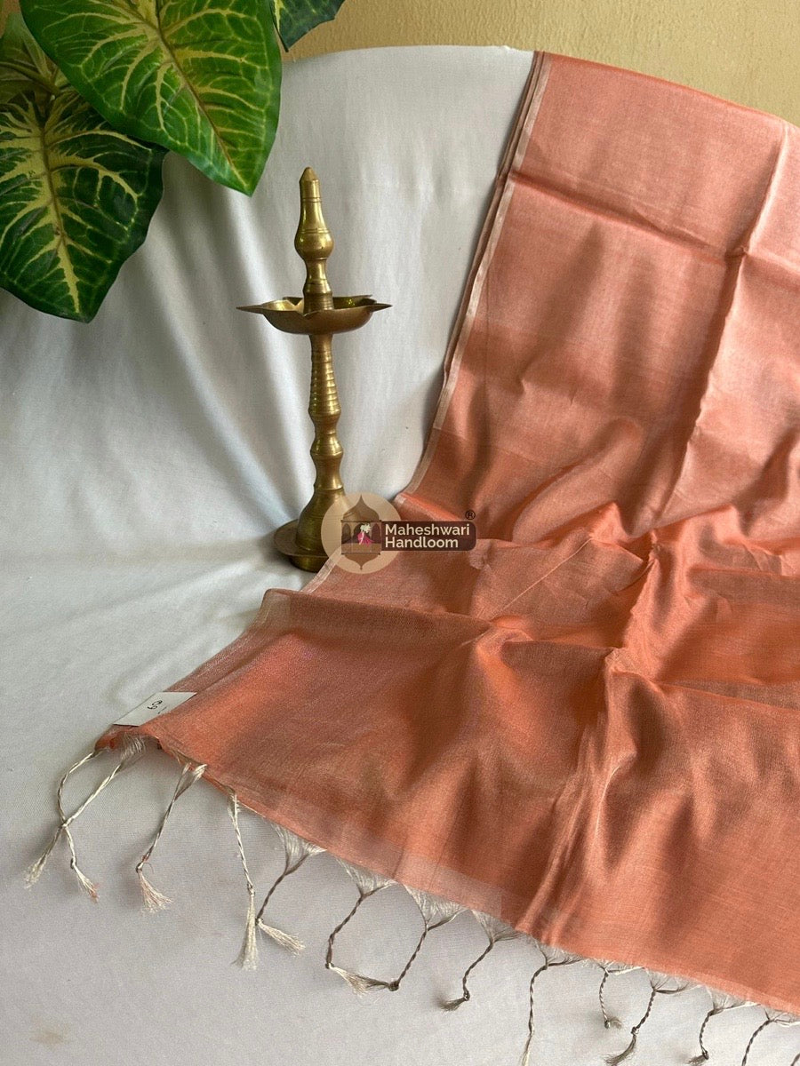 Exclusive Peach Maheshwari Full Silver Tissue Sarees 06