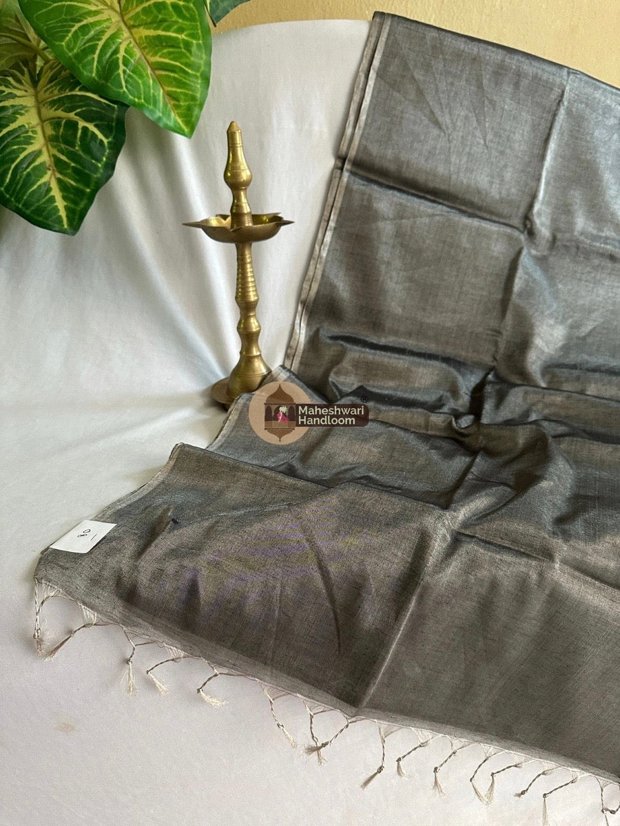 Exclusive Black Maheshwari Full Silver Tissue Sarees 04