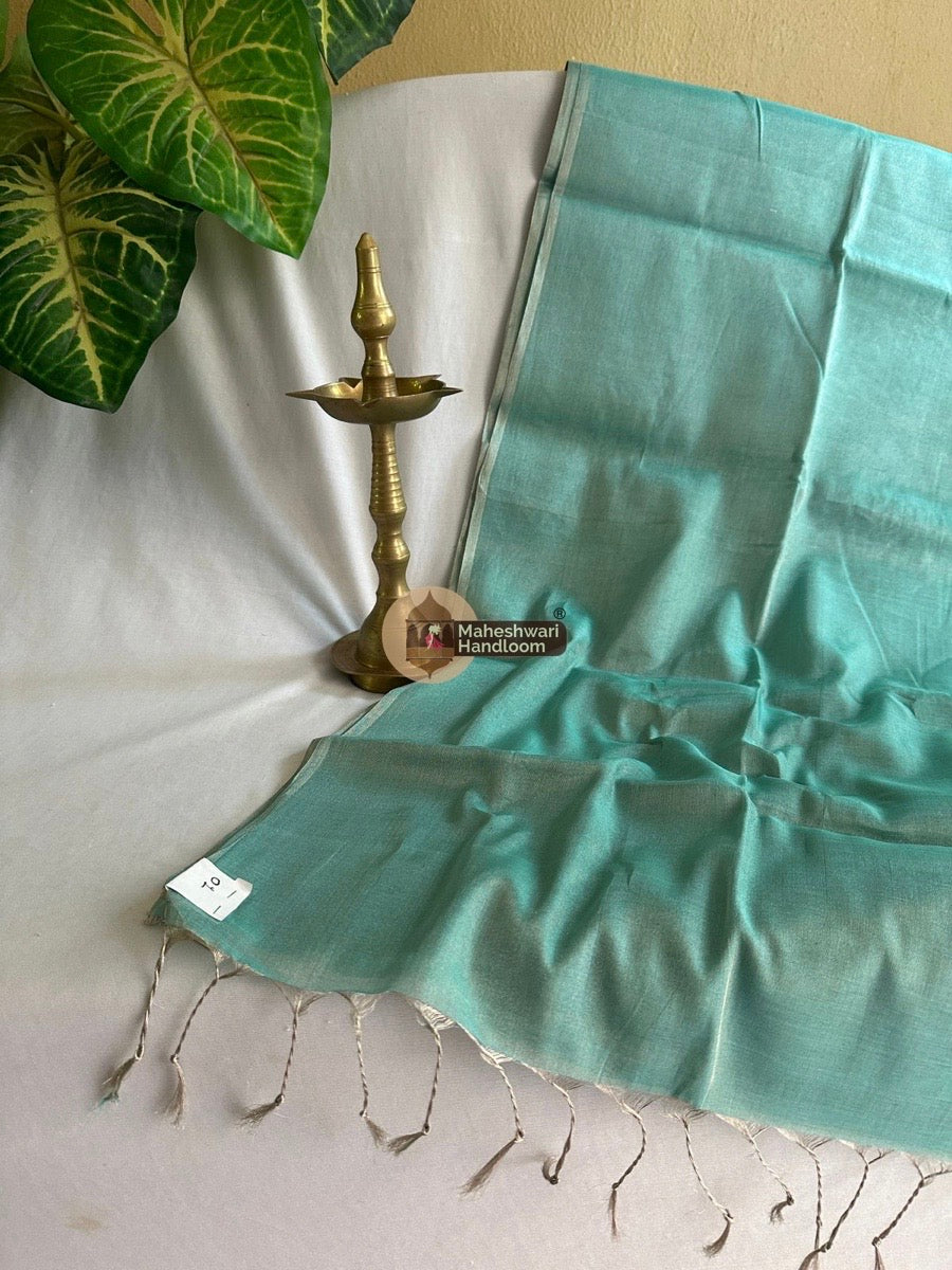 Exclusive Aqua Green Maheshwari Full Silver Tissue Sarees 08