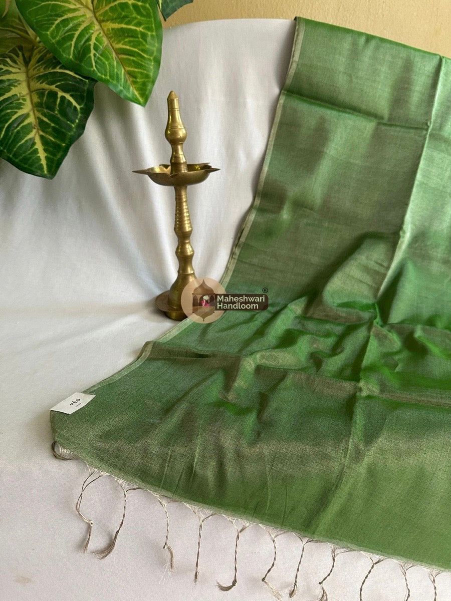 Exclusive Green Maheshwari Full Silver Tissue Sarees 10