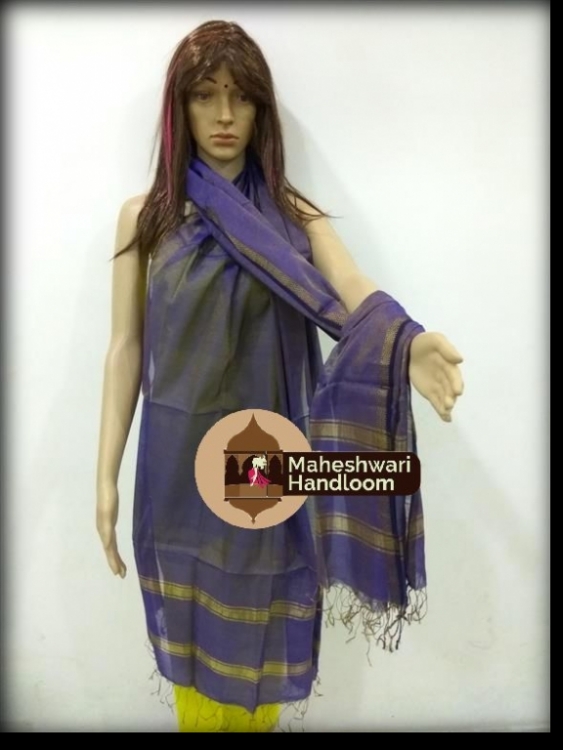 Maheshwari Blue Dupatta With Jari Border