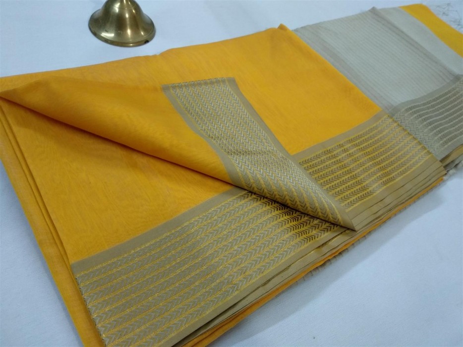 Maheshwari Firozi Resham 9v Border saree