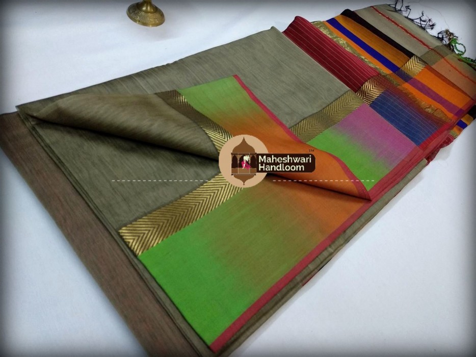 Maheshwari Greyshaded Border saree