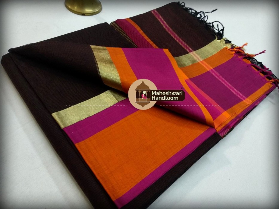 Maheshwari Black  Ganaga Jamuna Saree