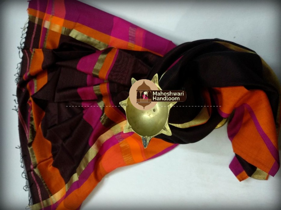 Maheshwari Black  Ganaga Jamuna Saree