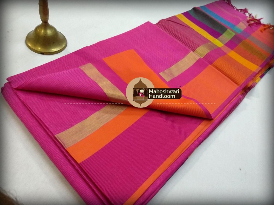 Maheshwari Pink Ganga Jamuna saree