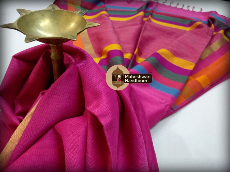 Maheshwari Pink Ganga Jamuna saree