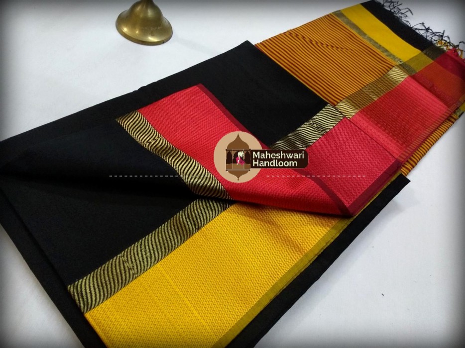 Maheshwari Black Ganga Jamuna saree