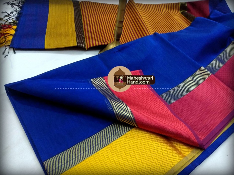 Maheshwari   Blue Ganga Jamuna saree