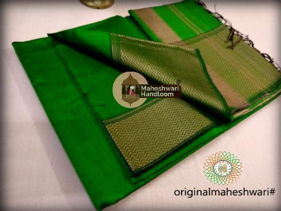 Maheshwari Chutney  Green Resham skirt Border saree