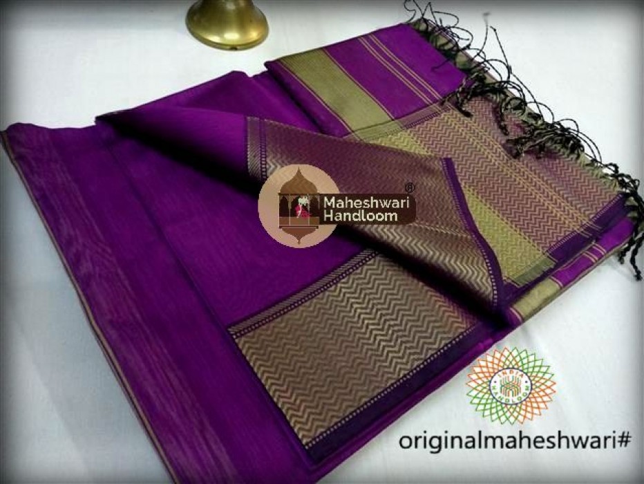 Maheshwari Purple Resham skirt Border saree