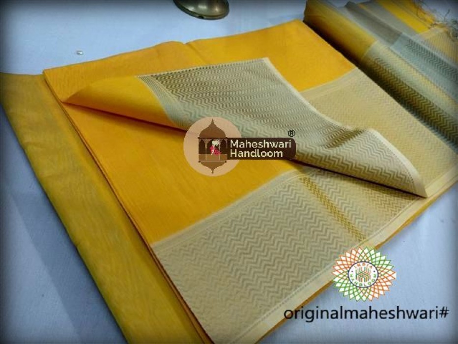 Maheshwari  Yellow Resham skirt Border saree