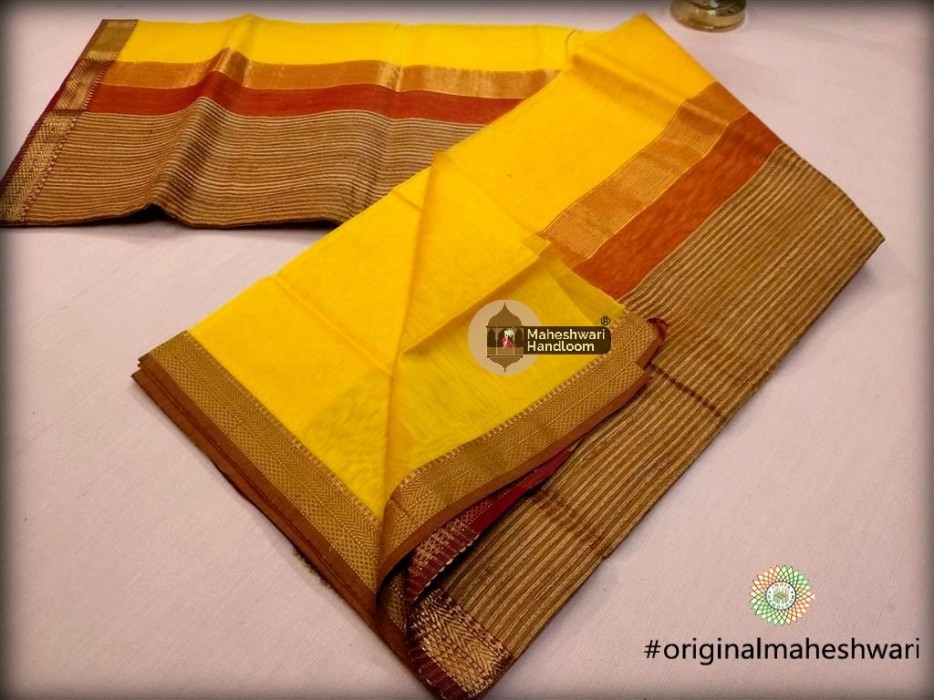 Maheshwari  Lemon Gicha Pallu Saree