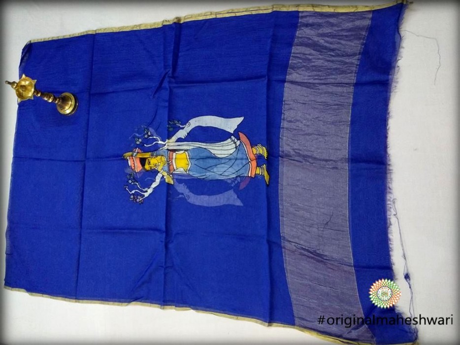 Maheshwari Blue Handpainted Dupatta