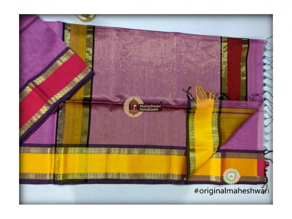 Maheshwari Light Purple Keri buti Border Saree