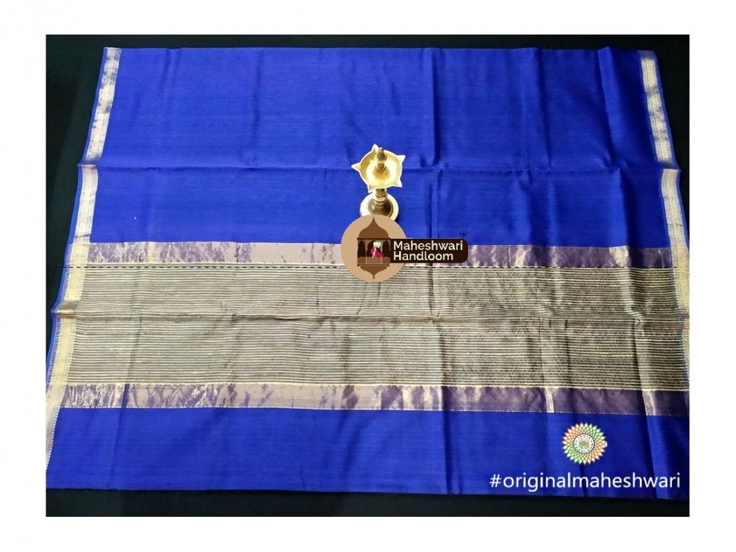 Maheshwari Navy Blue Gicha Pallu Saree