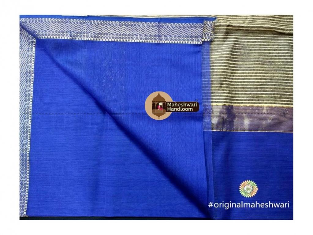 Maheshwari Navy Blue Gicha Pallu Saree