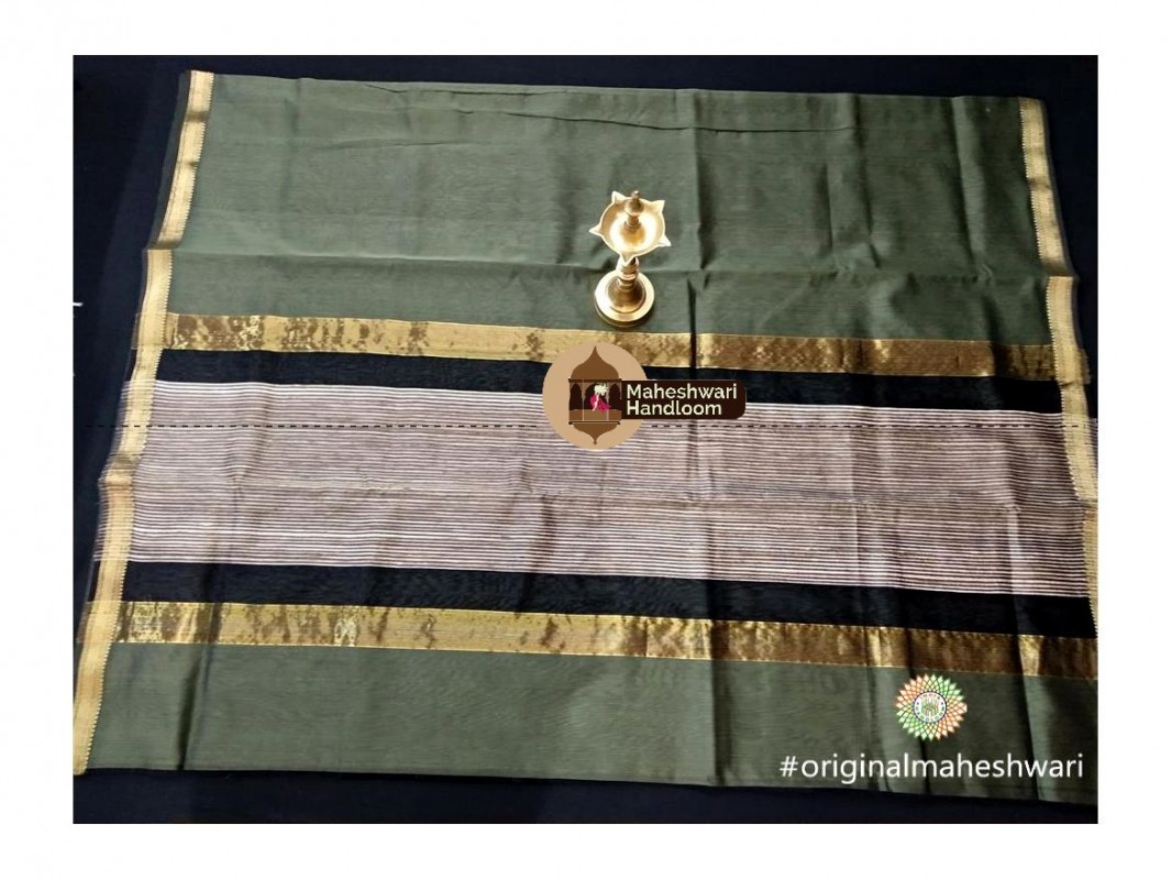 Maheshwari  Dark Pista Green Gicha Pallu Saree