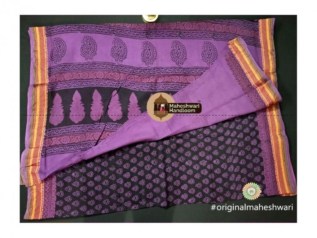 Maheshwari Purple Bagh Print Saree