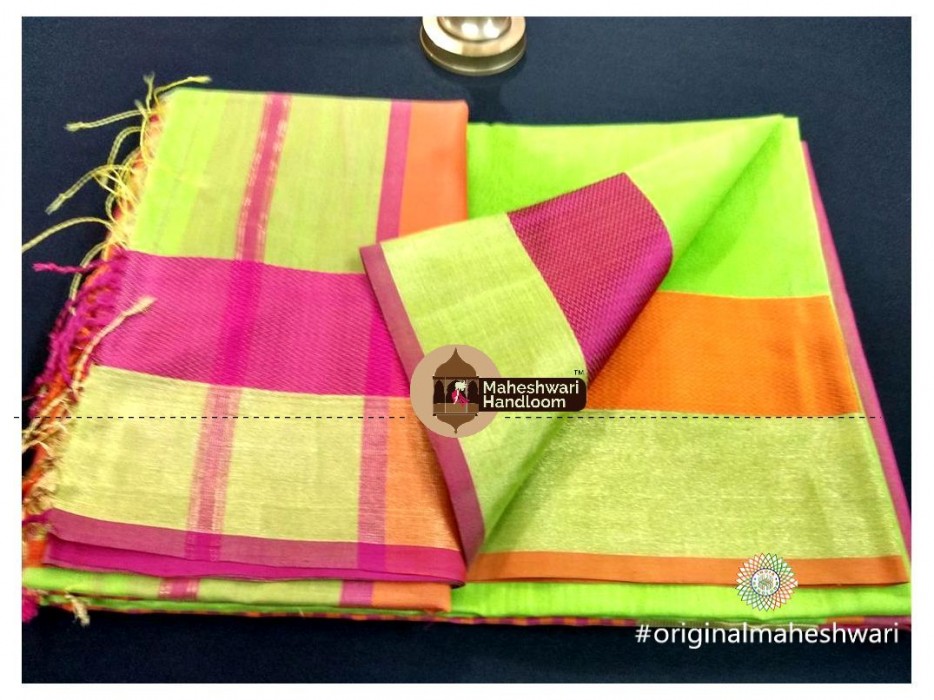 Maheshwari Ganga - jamuna Jari Patta Resham Border Saree