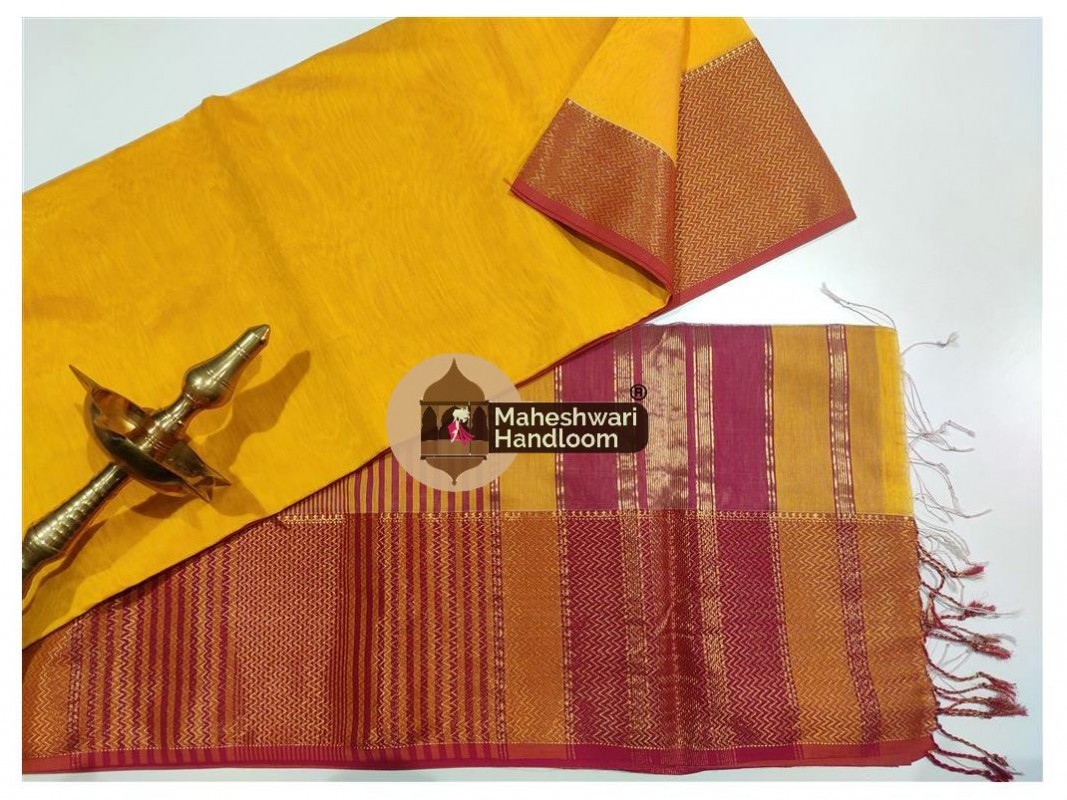 Maheshwari Yellow Jari skirt  Border saree