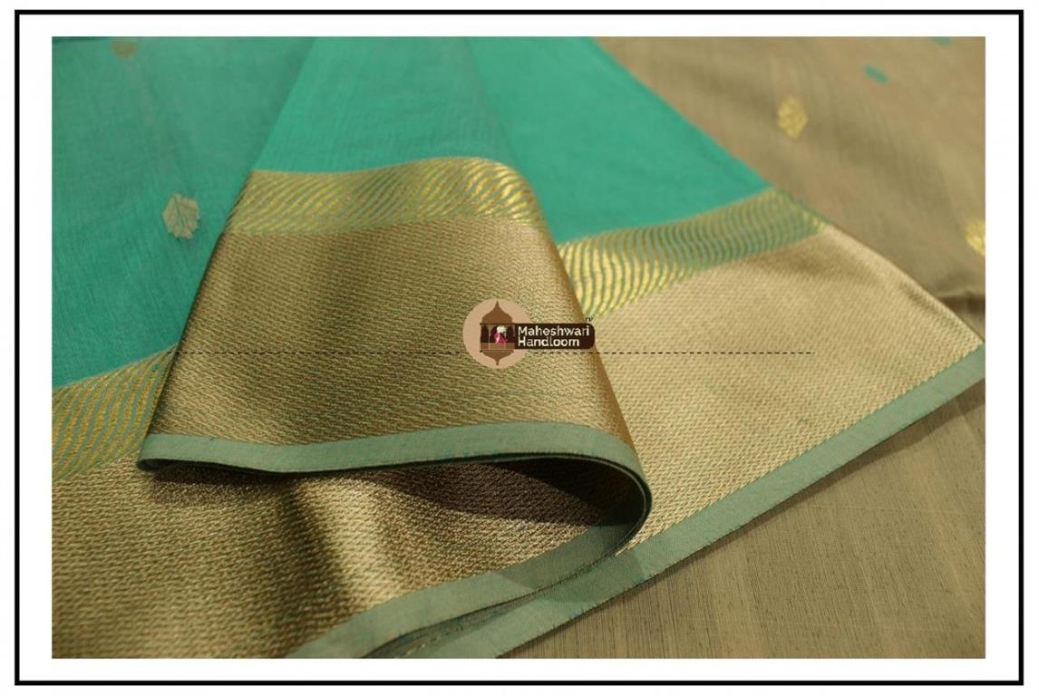 Maheshwari Sea Green  Resham Buti- Motifs Saree