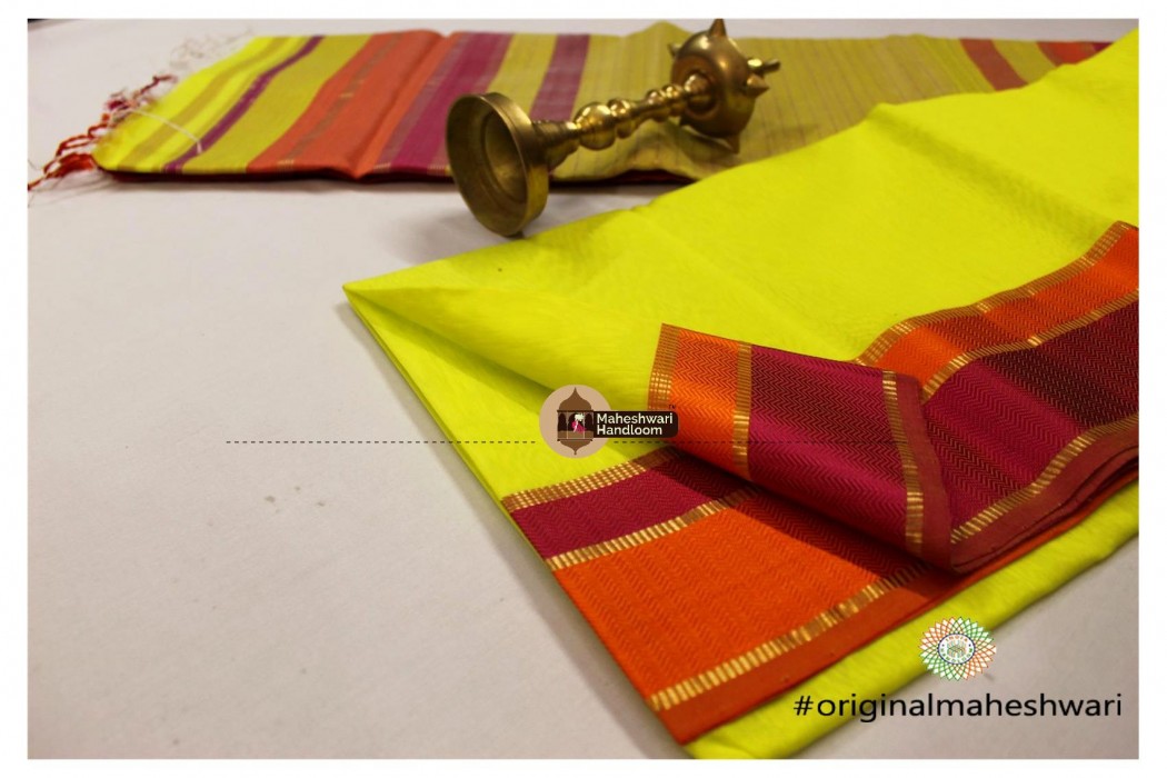 Maheshwari Double Lehar Ganga-Jamuna Saree