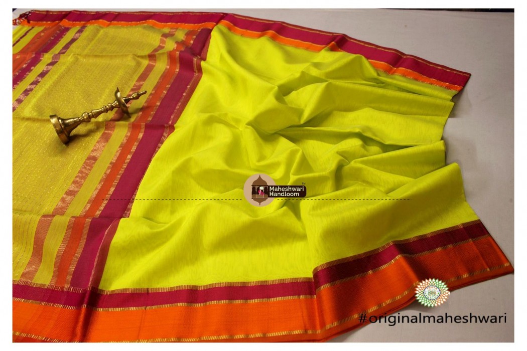 Maheshwari Double Lehar Ganga-Jamuna Saree