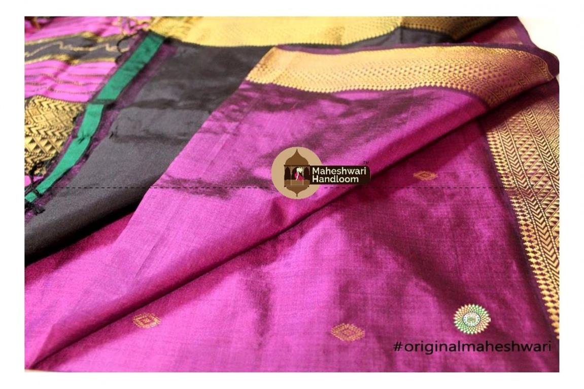 Maheshwari Magenta Pure Silk Saree