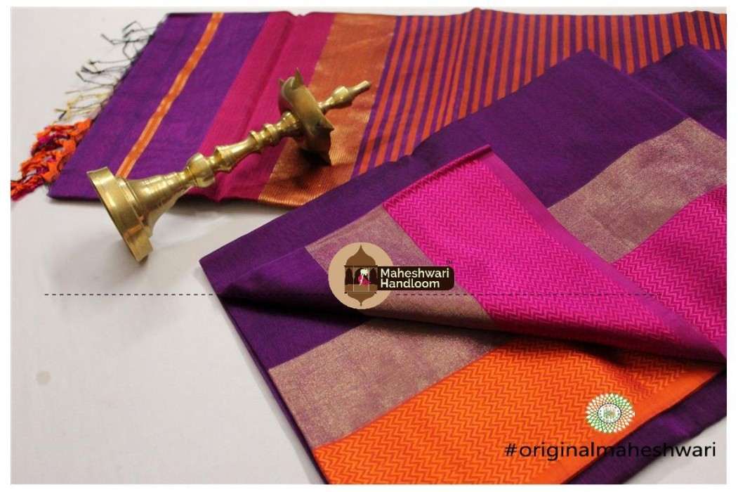 Maheshwari Ganga-Jamuna Jari Patta Resham Border Saree