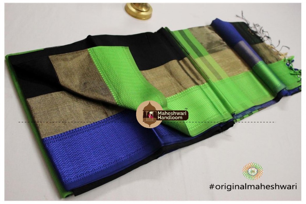 Maheshwari Ganga-Jamuna Jari Patta Resham Border Saree