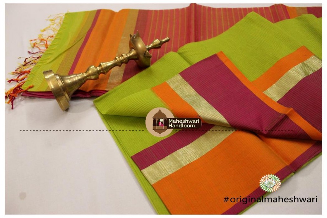 Maheshwari Ganga-Jamuna Jari- Resham Border Saree 