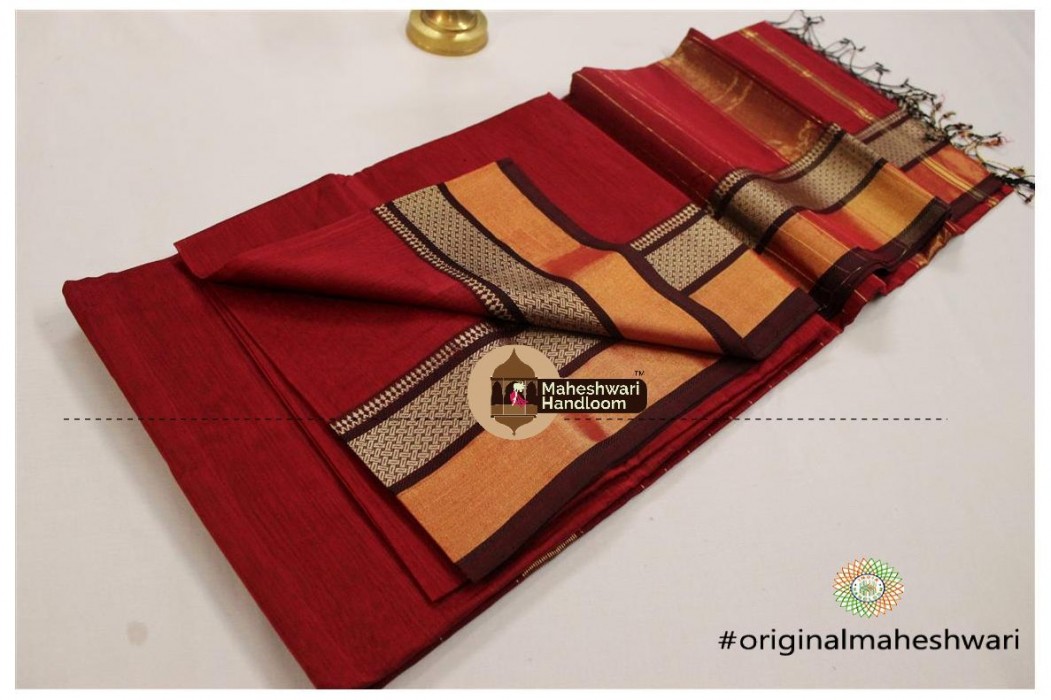 Maheshwari Jari Patta-Resham Border Saree