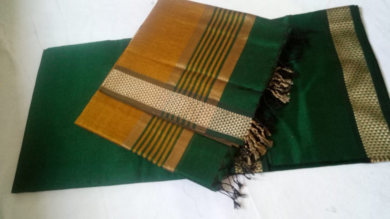 Maheshwari Chutney  Green- Yellow Top Dupatta