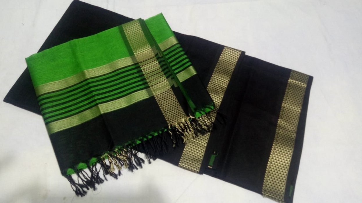 Maheshwari Black- Green Top Dupatta