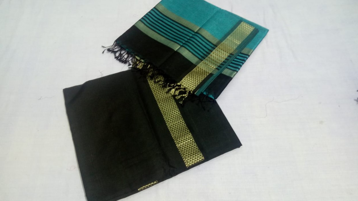 Maheshwari Black -Chintamani  Top  Dupatta