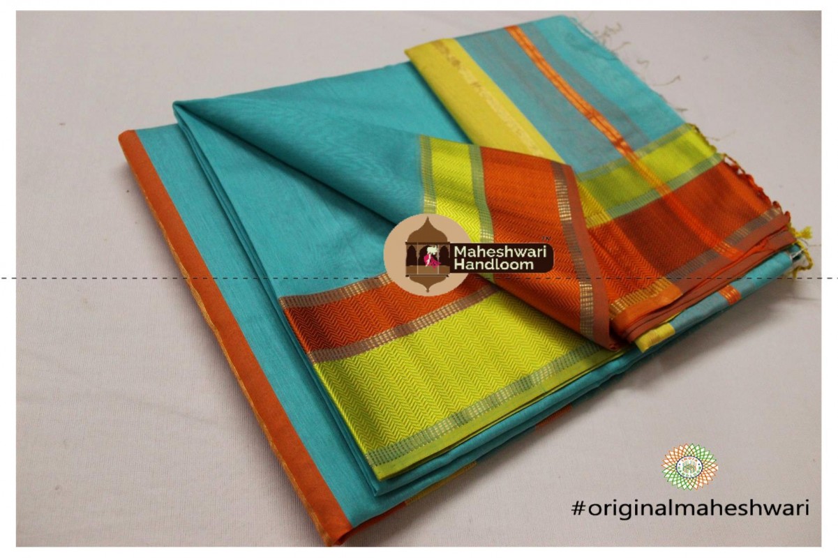 Maheshwari Sea Green Ganga jamuna saree